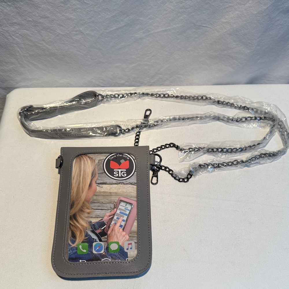 🆕 SIG Gray Crossbody Phone Case with Chain Strap